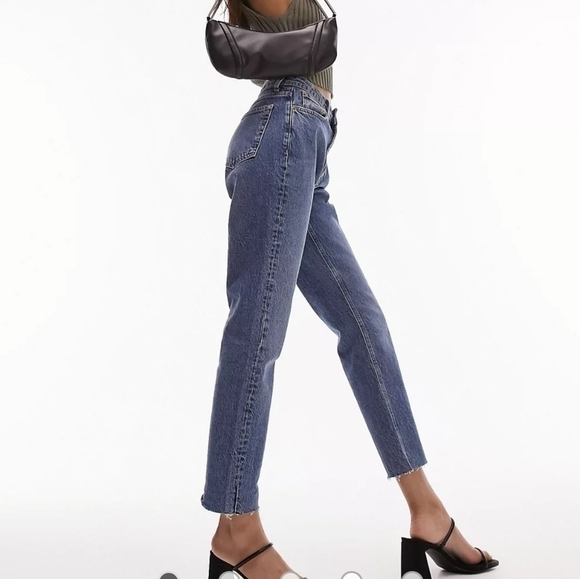 Top Shop Asos Women's Straight Fit Raw Hem Jeans - Picture 1 of 11
